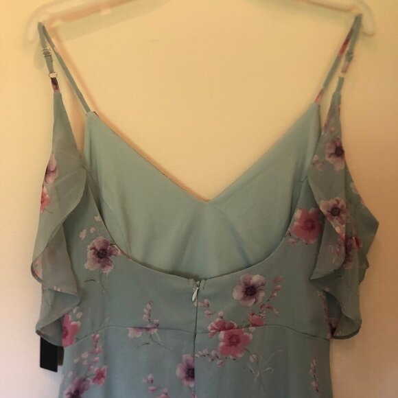 NWT Lulu's Take You There Mint Green Floral Print Maxi Dress sz L - Picture 11 of 16